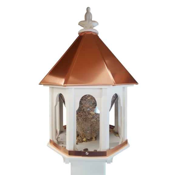 Wild Bird Feeder Solid Cellular PVC Clear Copper Roof (F8C) Made In the USA (4" x 4" Mount)