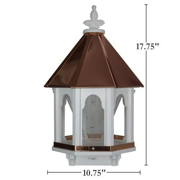Wild Bird Feeder Solid Cellular PVC Clear Copper Roof (F8C) Made in The USA (3.5" x 3.5" Mount)