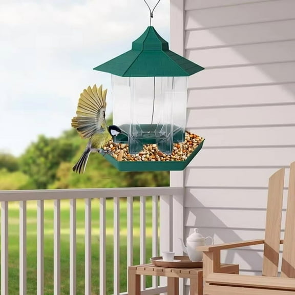 Wild Bird Feeders Gazebo Bird Feeder Feeding Bowl Large Capacity Suspending Station with 6 Feeding Ports for Garden A