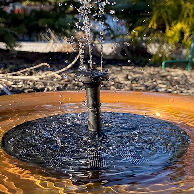 Solar Powered Black Plastic Bird Bath Fountain