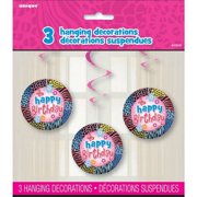 Wild Birthday Hanging Decorations, 3ct