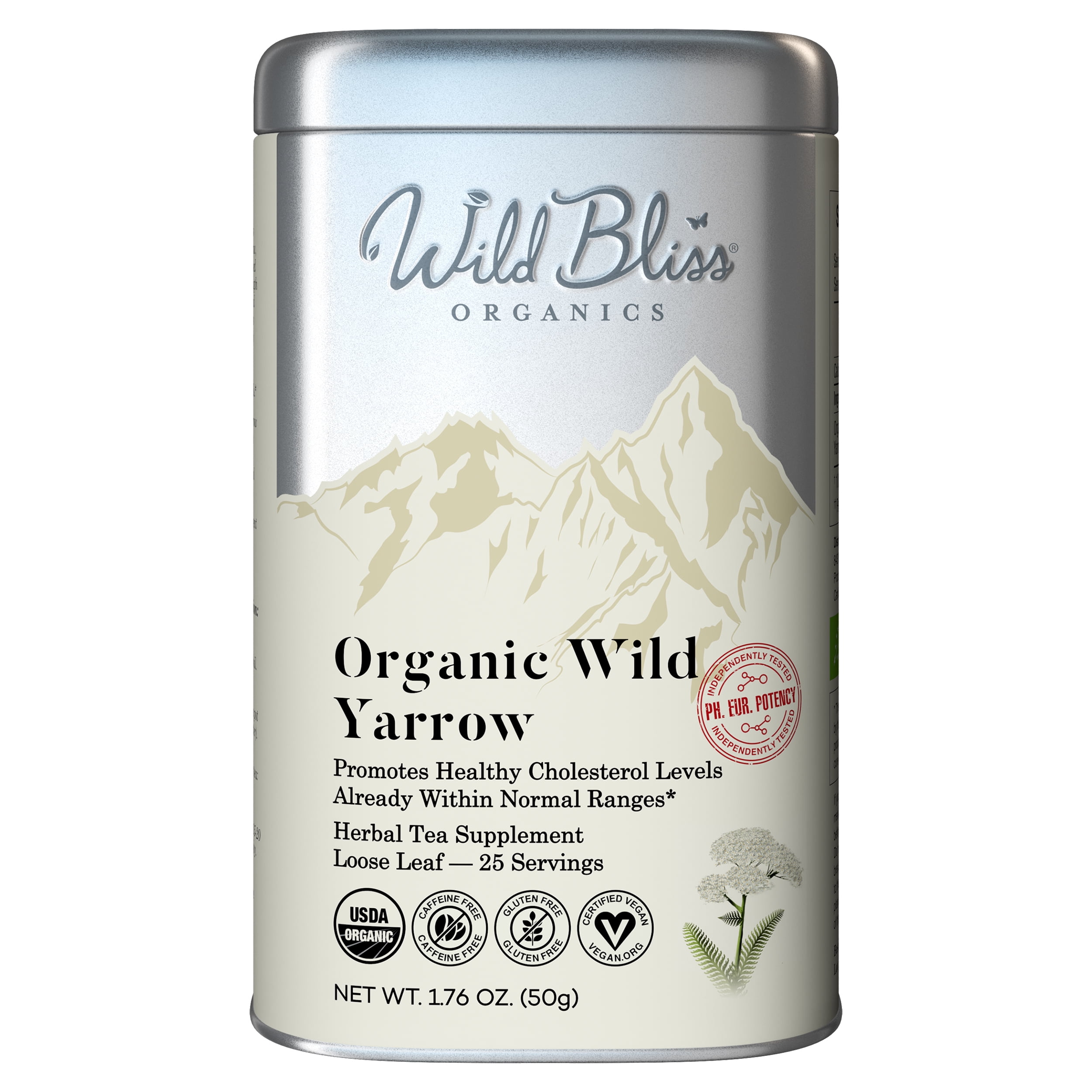 Wild Bliss Organic Yarrow Tea, Caffeine Free Loose Leaf Herbal Infusion ...