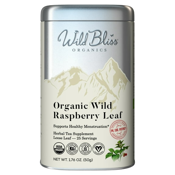 Wild Bliss Raspberry Leaf Herbal Tea - Organic Loose Leaf Daily Wellness Infusion - Caffeine Free - 1.76 Ounces - 25 Servings
