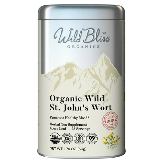 Wild Bliss St Johns Wort Herbal Tea - Organic Loose Leaf Daily Wellness Infusion - Caffeine Free - 1.76 Ounces - 25 Servings