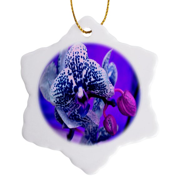 3drose, Wild Blue Beauty Orchid, 3 inch Snowflake Porcelain Ornament