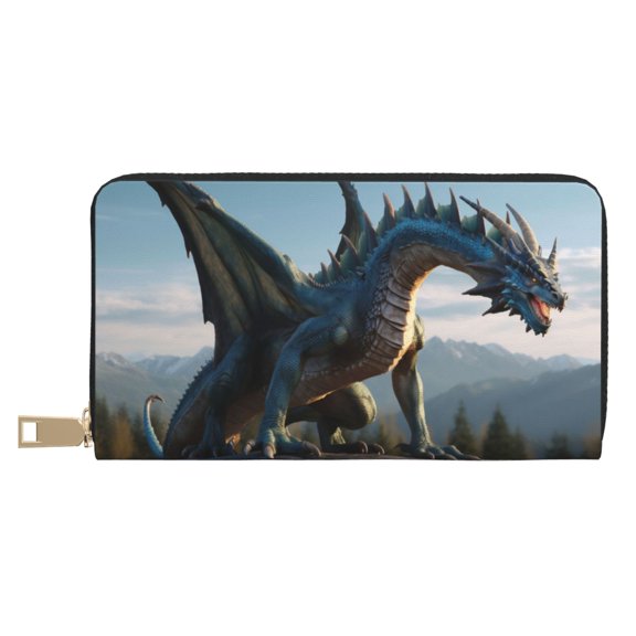 Wild Blue Cool Dragon Wallet Women, Leather Bifold Multi Card Wallet, Women's Wallets, Long Purse