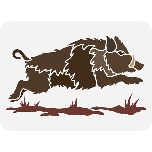 Wild Boar Painting Stencil 11.7x8.3 inch Reusable Running Pig Pattern Drawing Template Plastic Hollow Out Stencil for DIY handcrafting