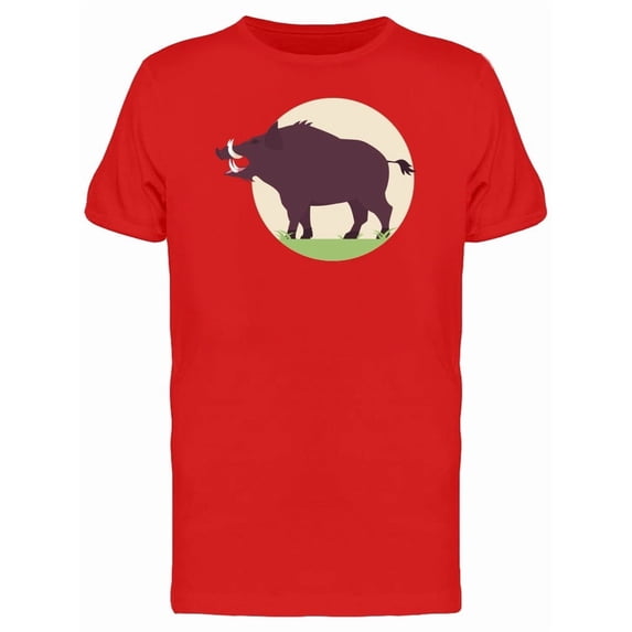 Wild Boar Roaring Flat Style T-Shirt Men -Image by Shutterstock, Male Medium