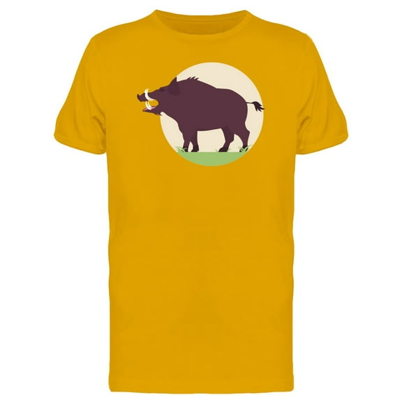 Wild Boar Roaring Flat Style T-Shirt Men -Image by Shutterstock, Male Small