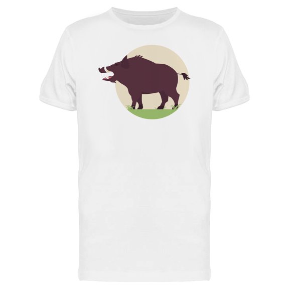 Wild Boar Roaring Flat Style T-Shirt Men -Image by Shutterstock, Male Small