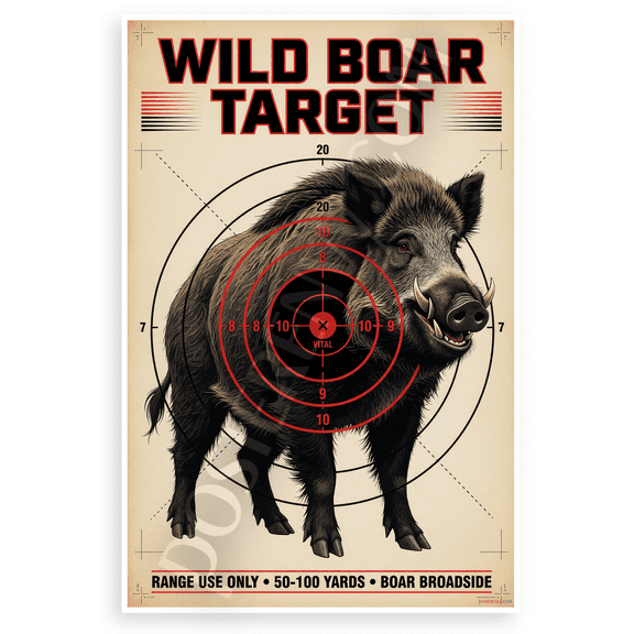 Wild Boar Target Shooting Range Practice 12x18 US Made Poster