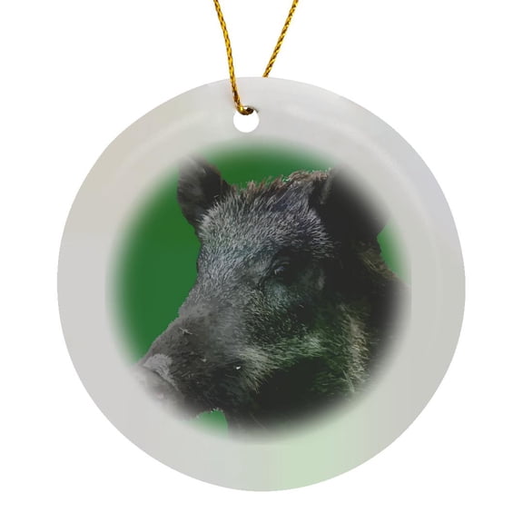 3drose, Wild Boar Vector Zodiac Animal, Circle Porcelain Ornament