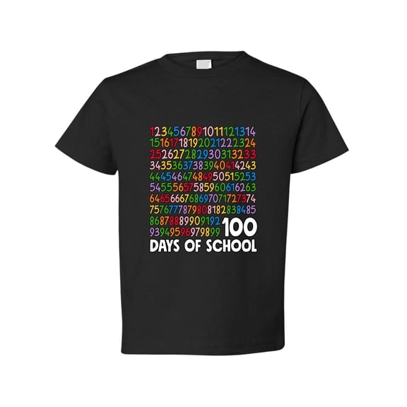 Wild Bobby 1 2 3 4 100 Days of School Colorful Counting, 100 Days of School 2024 2025 Design for Kids Youth Boys Girls School Toddler Crew Graphic T-Shirt