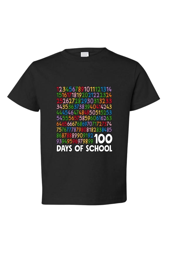 1 2 3 4 100 Days of School Colorful Counting, 100 Days of School 2024 2025 Design for Kids Youth Boys Girls School Toddler Crew Graphic T-Shirt