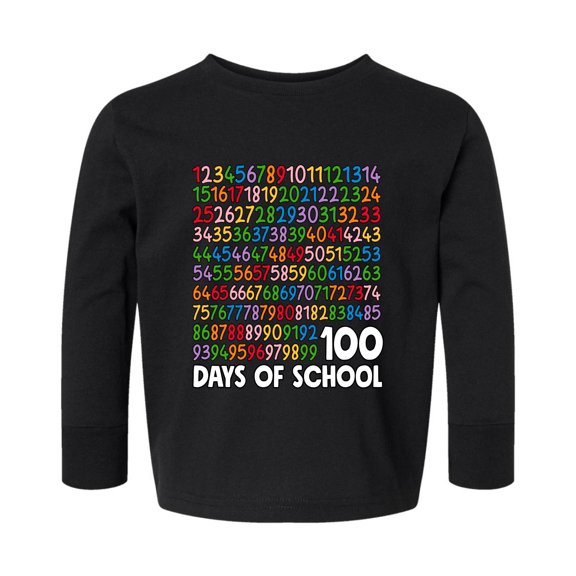Wild Bobby 1 2 3 4 100 Days of School Colorful Counting, 100 Days of School 2024 2025 Design for Kids Youth Boys Girls School Toddler Long Sleeve Shirt