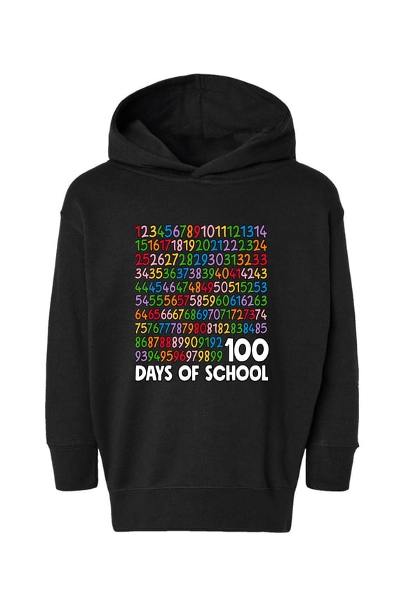 1 2 3 4 100 Days of School Colorful Counting, 100 Days of School 2024 2025 Design for Kids Youth Boys Girls School Toddler Pullover Fleece Hoodie