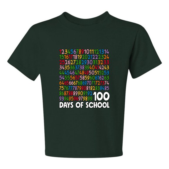 Wild Bobby 1 2 3 4 100 Days of School Colorful Counting, 100 Days of School 2024 2025 Design for Kids Youth Boys Girls School Unisex Boys Girls Graphic Youth T-Shirt