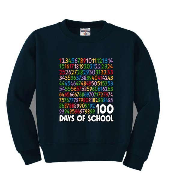 Wild Bobby 1 2 3 4 100 Days of School Colorful Counting, 100 Days of School 2024 2025 Design for Kids Youth Boys Girls School Unisex Boys Girls Crewneck Graphic Sweatshirt