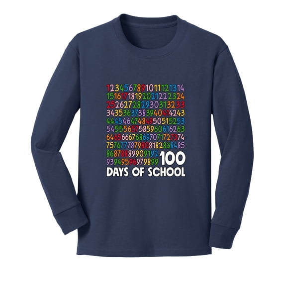 Wild Bobby 1 2 3 4 100 Days of School Colorful Counting, 100 Days of School 2024 2025 Design for Kids Youth Boys Girls School Youth Longsleeve Shirt
