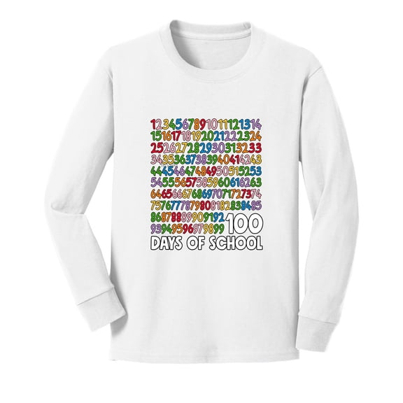 Wild Bobby 1 2 3 4 100 Days of School Colorful Counting, 100 Days of School 2024 2025 Design for Kids Youth Boys Girls School Youth Longsleeve Shirt