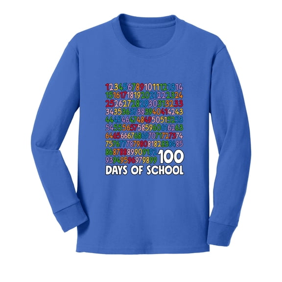 Wild Bobby 1 2 3 4 100 Days of School Colorful Counting, 100 Days of School 2024 2025 Design for Kids Youth Boys Girls School Youth Longsleeve Shirt