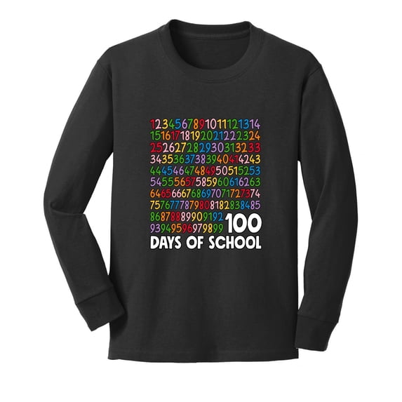 Wild Bobby 1 2 3 4 100 Days of School Colorful Counting, 100 Days of School 2024 2025 Design for Kids Youth Boys Girls School Youth Longsleeve Shirt