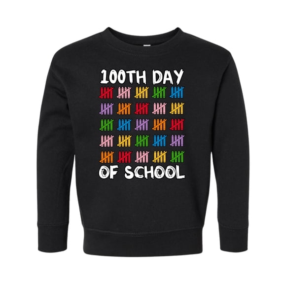 Wild Bobby 100th Day of School Cute Counting Pencils, 100 Days of School 2024 2025 Design for Kids Youth Boys Girls School Toddler Fleece Crewneck Sweatshirt