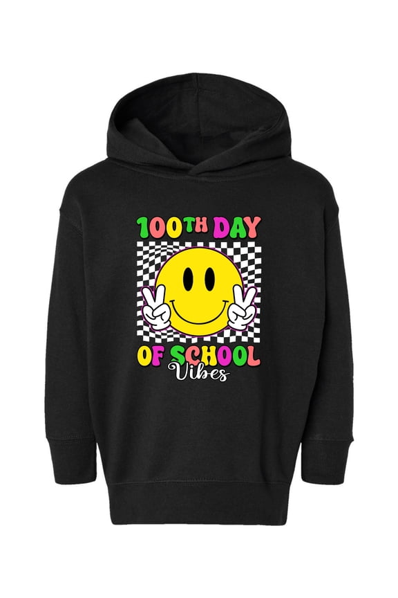 100th Day of School Retro Cute Smiley Face, 100 Days of School 2024 2025 Design for Kids Youth Boys Girls School Toddler Pullover Fleece Hoodie