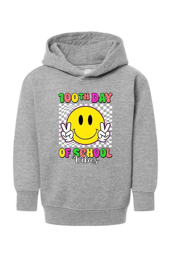 100th Day of School Retro Cute Smiley Face, 100 Days of School 2024 2025 Design for Kids Youth Boys Girls School Toddler Pullover Fleece Hoodie