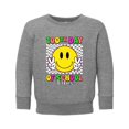 thumbnail image 1 of Wild Bobby 100th Day of School Retro Cute Smiley Face, 100 Days of School 2024 2025 Design for Kids Youth Boys Girls School Toddler Fleece Crewneck Sweatshirt, 1 of 6