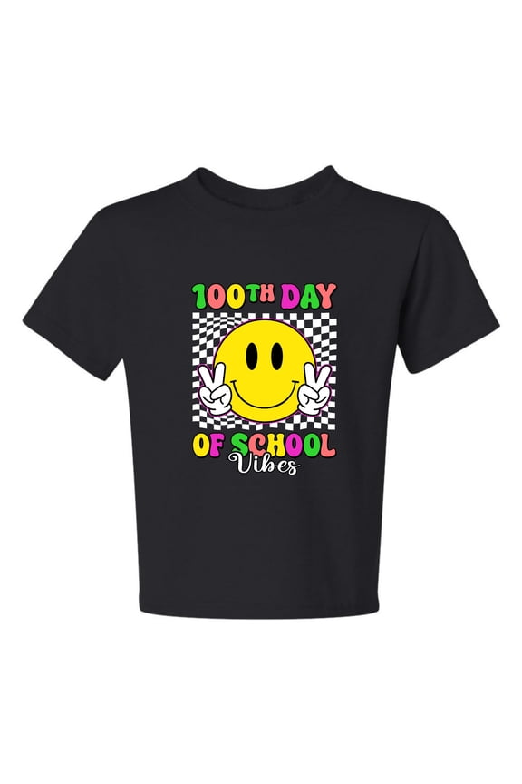 100th Day of School Retro Cute Smiley Face, 100 Days of School 2024 2025 Design for Kids Youth Boys Girls School Unisex Boys Girls Graphic Youth T-Shirt