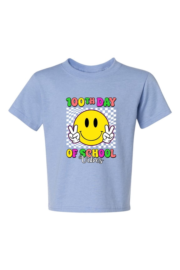 100th Day of School Retro Cute Smiley Face, 100 Days of School 2024 2025 Design for Kids Youth Boys Girls School Unisex Boys Girls Graphic Youth T-Shirt