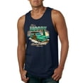 thumbnail image 1 of Wild Bobby, 1946 Vintage Ford Woody Chasing Waves Cars and Trucks Mens Graphic Tank Top, Navy, Small, 1 of 3
