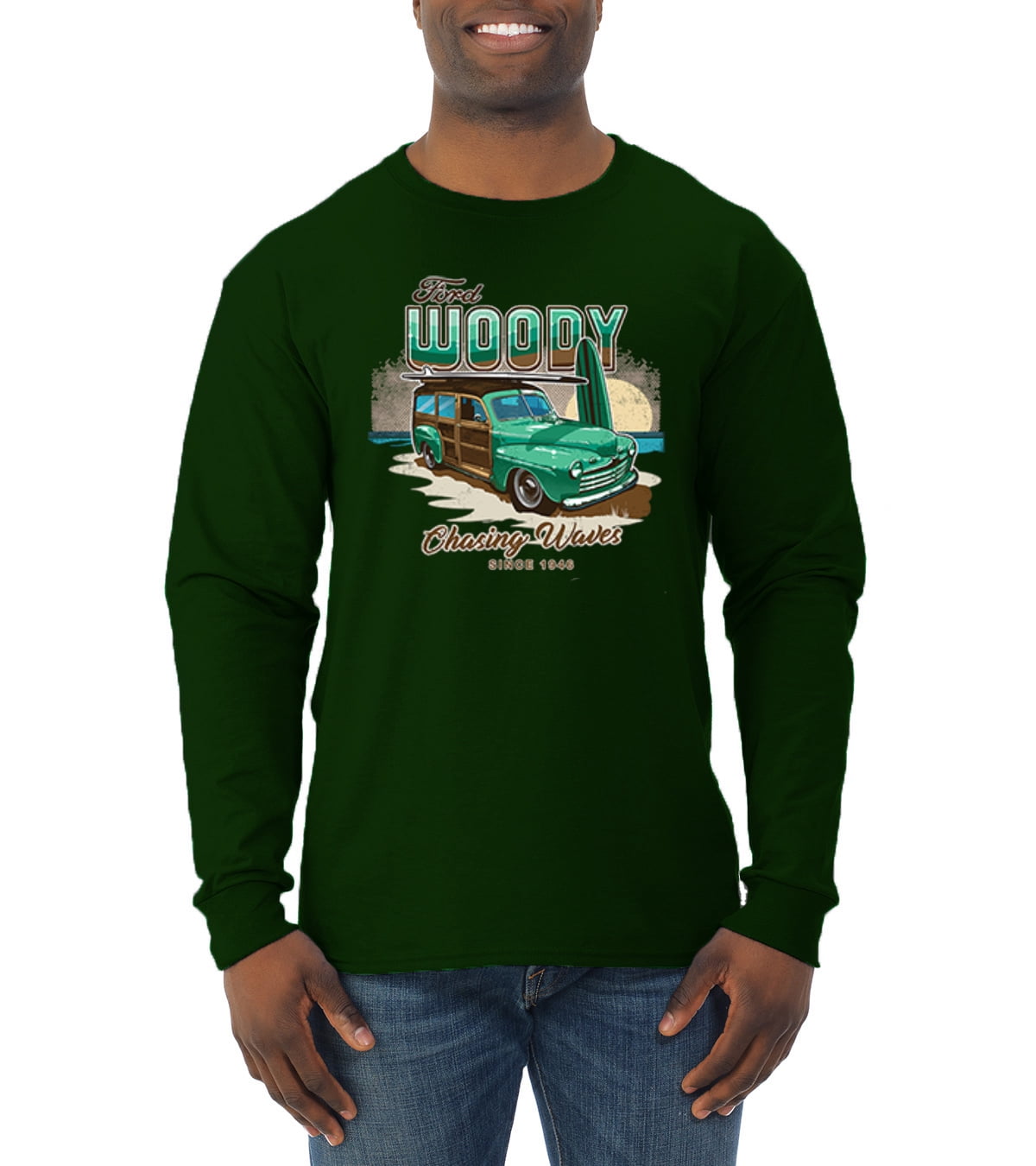 Wild Bobby, 1946 Vintage Ford Woody Chasing Waves Cars and Trucks Mens ...