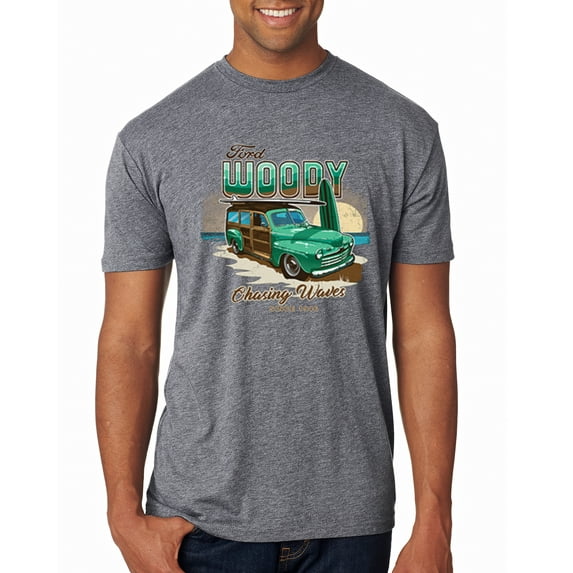 Wild Bobby, 1946 Vintage Ford Woody Chasing Waves Cars and Trucks Mens Premium Tri Blend T-Shirt, Premium Heather, 2XL
