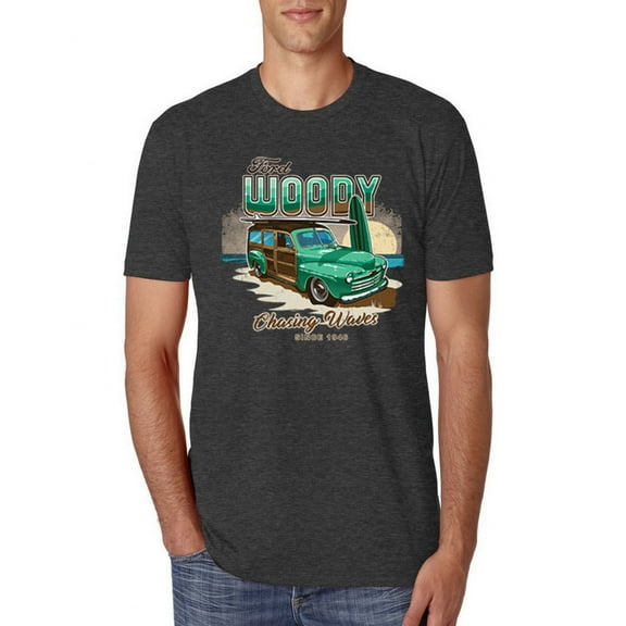 Wild Bobby, 1946 Vintage Ford Woody Chasing Waves Cars and Trucks Mens Premium Tri Blend T-Shirt, Vintage Black, X-Large