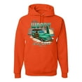 thumbnail image 1 of Wild Bobby, 1946 Vintage Ford Woody Chasing Waves Cars and Trucks Unisex Graphic Hoodie Sweatshirt, Orange, X-Large, 1 of 3