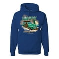 thumbnail image 1 of Wild Bobby, 1946 Vintage Ford Woody Chasing Waves Cars and Trucks Unisex Graphic Hoodie Sweatshirt, Royal, Small, 1 of 3