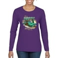 thumbnail image 1 of Wild Bobby, 1946 Vintage Ford Woody Chasing Waves Cars and Trucks Womens Graphic Long Sleeve T-Shirt, Purple, X-Large, 1 of 3