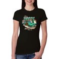thumbnail image 1 of Wild Bobby, 1946 Vintage Ford Woody Chasing Waves Cars and Trucks Womens Slim Fit Junior Tee, Black, Small, 1 of 3