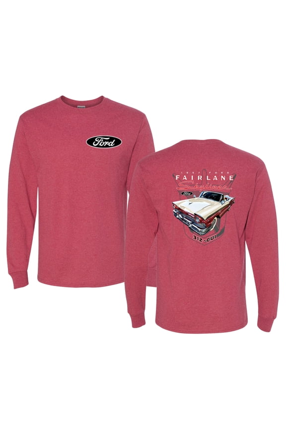 1957 Ford Fairlane Skyliner 312 Convertible Classic Vintage Car Lover Men Long Sleeve Shirt