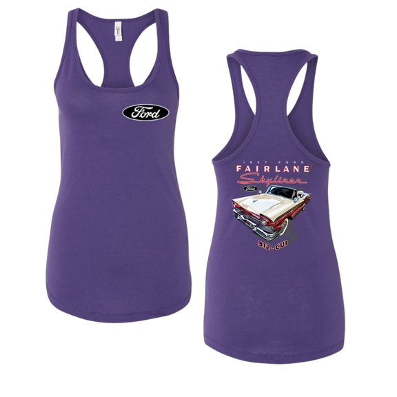 Wild Bobby 1957 Ford Fairlane Skyliner 312 Convertible Classic Vintage Car Lover Women Racerback Tank Top