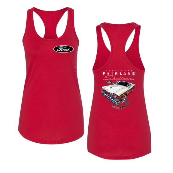Wild Bobby 1957 Ford Fairlane Skyliner 312 Convertible Classic Vintage Car Lover Women Racerback Tank Top