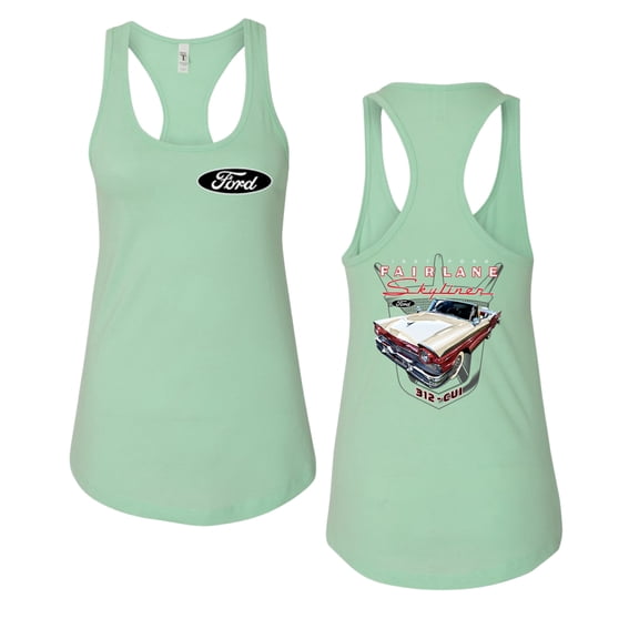 Wild Bobby 1957 Ford Fairlane Skyliner 312 Convertible Classic Vintage Car Lover Women Racerback Tank Top