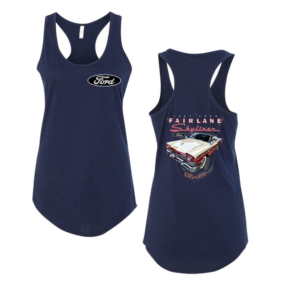 Wild Bobby 1957 Ford Fairlane Skyliner 312 Convertible Classic Vintage Car Lover Women Racerback Tank Top