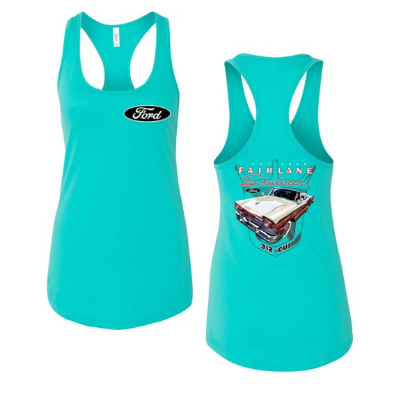 Wild Bobby 1957 Ford Fairlane Skyliner 312 Convertible Classic Vintage Car Lover Women Racerback Tank Top
