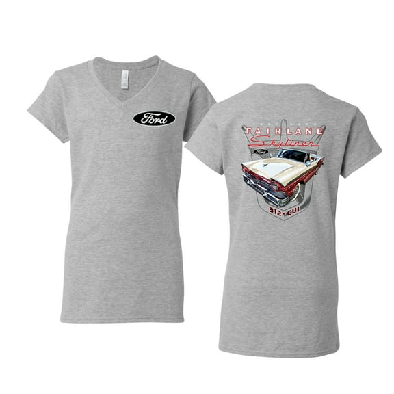 Wild Bobby 1957 Ford Fairlane Skyliner 312 Convertible Classic Vintage Car Lover Women Standard V-Neck Tee
