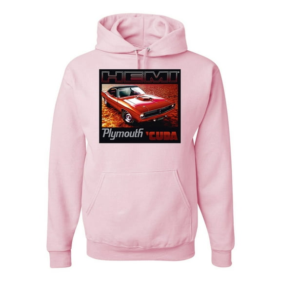Wild Bobby, 1971 Hemi Plymouth Cuda American Muscle Car | Mens Cars and Trucks Hooded Sweatshirt Graphic Hoodie, Light Pink, Medium