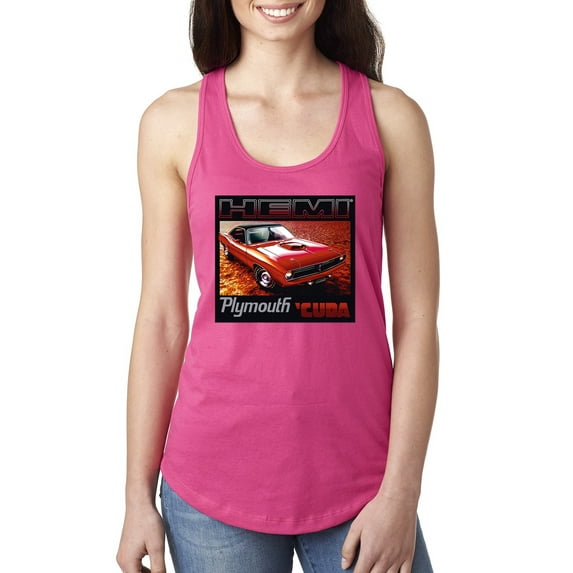 Wild Bobby, 1971 Hemi Plymouth Cuda American Muscle Car | Womens Cars and Trucks Jersey Racerback Tank Top, Raspberry, X-Large