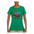 thumbnail image 1 of Wild Bobby, 1977 Ford Motors 77 Mustang Silhouette, Cars and Trucks, Women Graphic Tee, Kelly, Small, 1 of 4